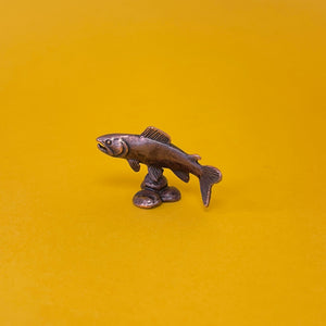 Swimming Salmon miniature bronze sculpture