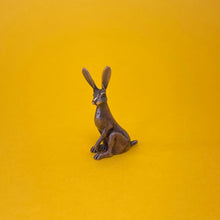 Load image into Gallery viewer, Alert Hare miniature bronze sculpture
