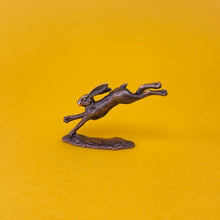 Load image into Gallery viewer, Leaping Hare miniature bronze sculpture
