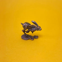 Load image into Gallery viewer, Running Hare miniature bronze sculpture
