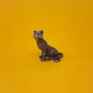 Sitting Cat miniature bronze sculpture