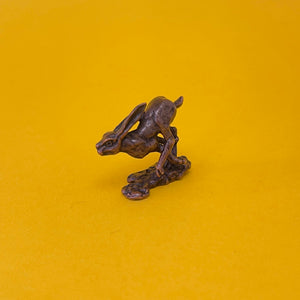 Running Hare miniature bronze sculpture