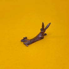 Load image into Gallery viewer, Lying Hare miniature bronze sculpture
