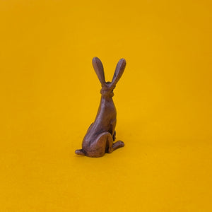 Alert Hare miniature bronze sculpture