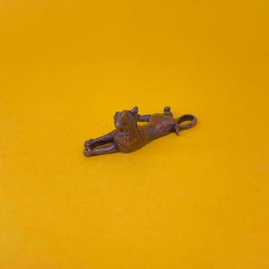 Lying Cat miniature bronze sculpture