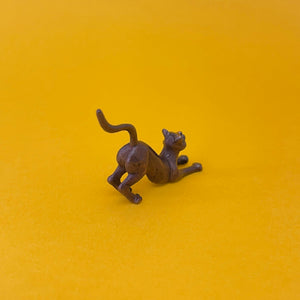 Stretching Cat miniature bronze sculpture