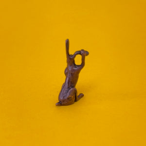 Washing Hare miniature bronze sculpture