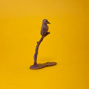 Kingfisher on twig miniature bronze sculpture