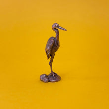 Load image into Gallery viewer, Heron miniature bronze sculpture
