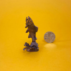 Salmon miniature bronze sculpture