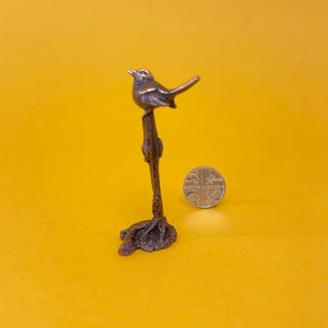 Robin miniature bronze sculpture
