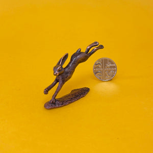 Leaping Hare miniature bronze sculpture