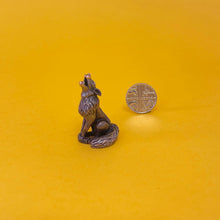 Load image into Gallery viewer, Howling Wolf miniature bronze sculpture
