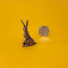 Load image into Gallery viewer, Alert Hare miniature bronze sculpture

