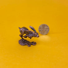 Load image into Gallery viewer, Running Hare miniature bronze sculpture
