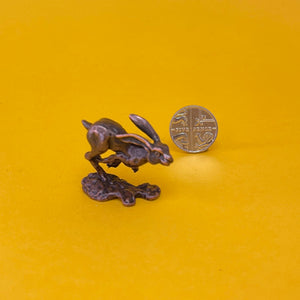 Running Hare miniature bronze sculpture