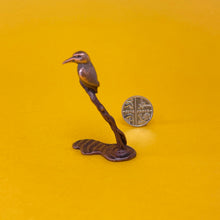 Load image into Gallery viewer, Kingfisher on twig miniature bronze sculpture
