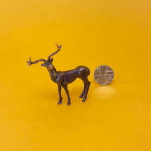 Stag miniature bronze sculpture