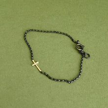 Load image into Gallery viewer, Gold cross bracelet - oxidised
