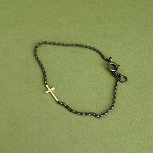 Gold cross bracelet - oxidised