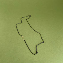 Load image into Gallery viewer, Gold cross necklace - oxidised
