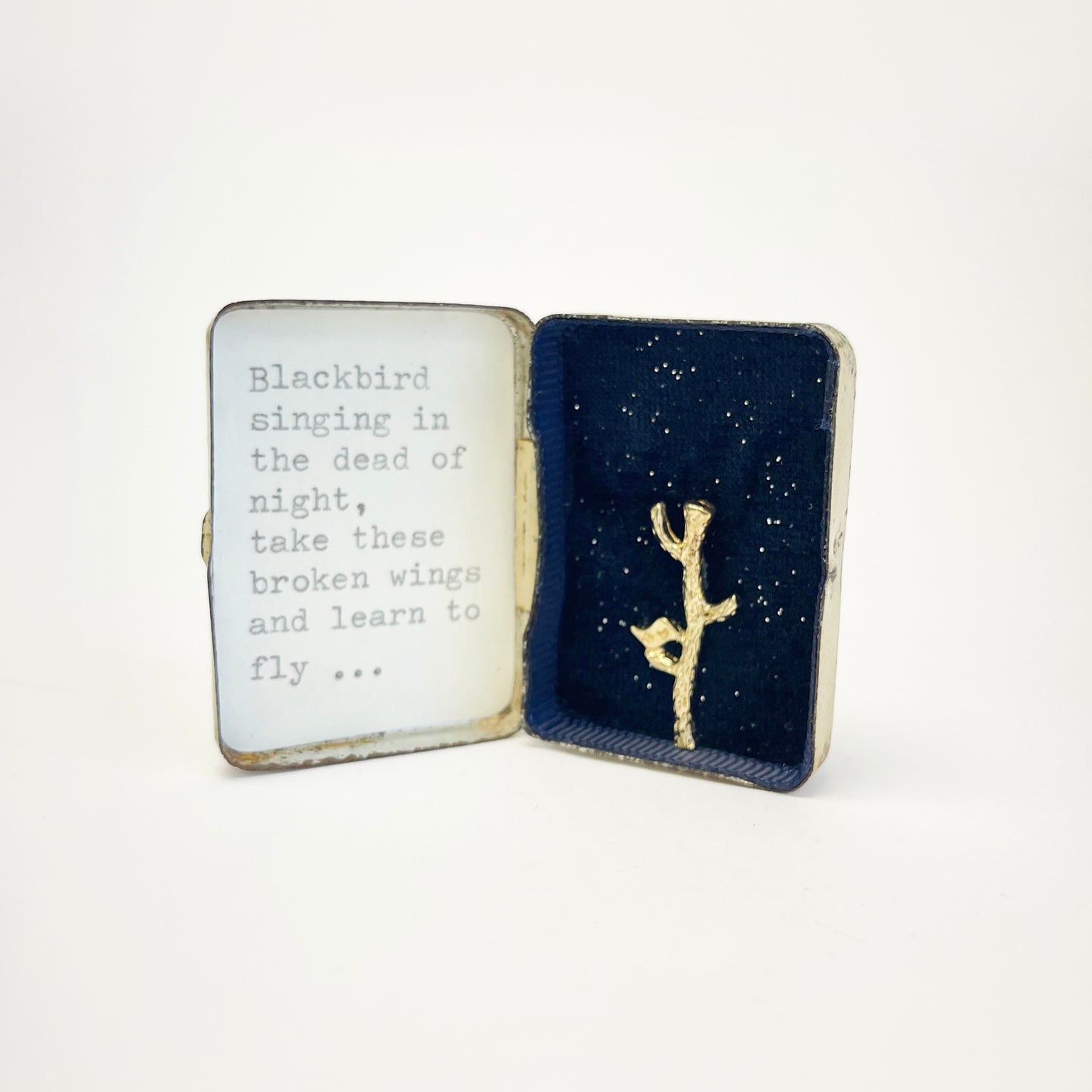 Blackbird singing trinket tin