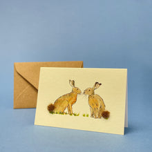 Load image into Gallery viewer, Mini card with felt detail - hares (m5)
