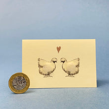 Load image into Gallery viewer, Mini card with felt detail - hens (m15)
