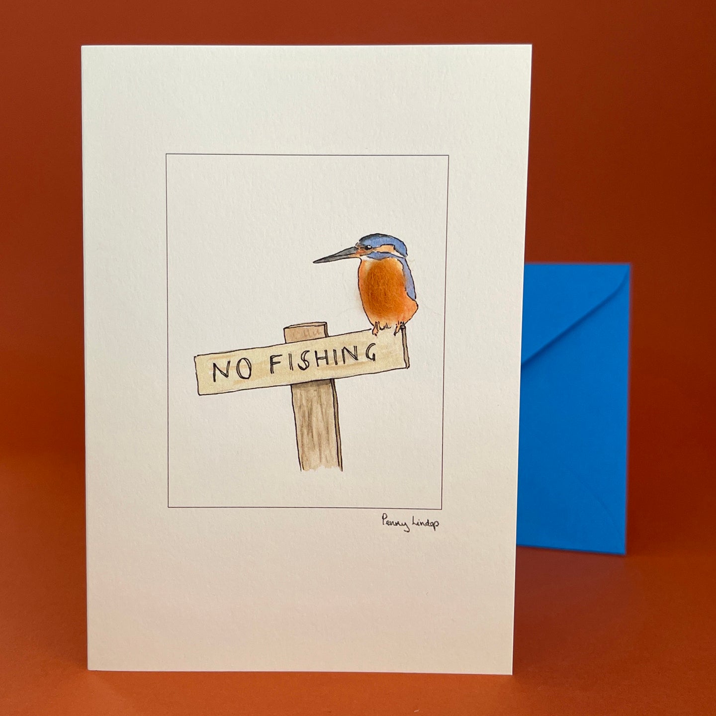 Card with felt detail - kingfisher (c24)