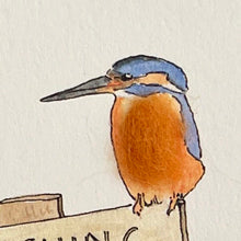 Load image into Gallery viewer, Card with felt detail - kingfisher (c24)
