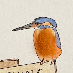 Card with felt detail - kingfisher (c24)