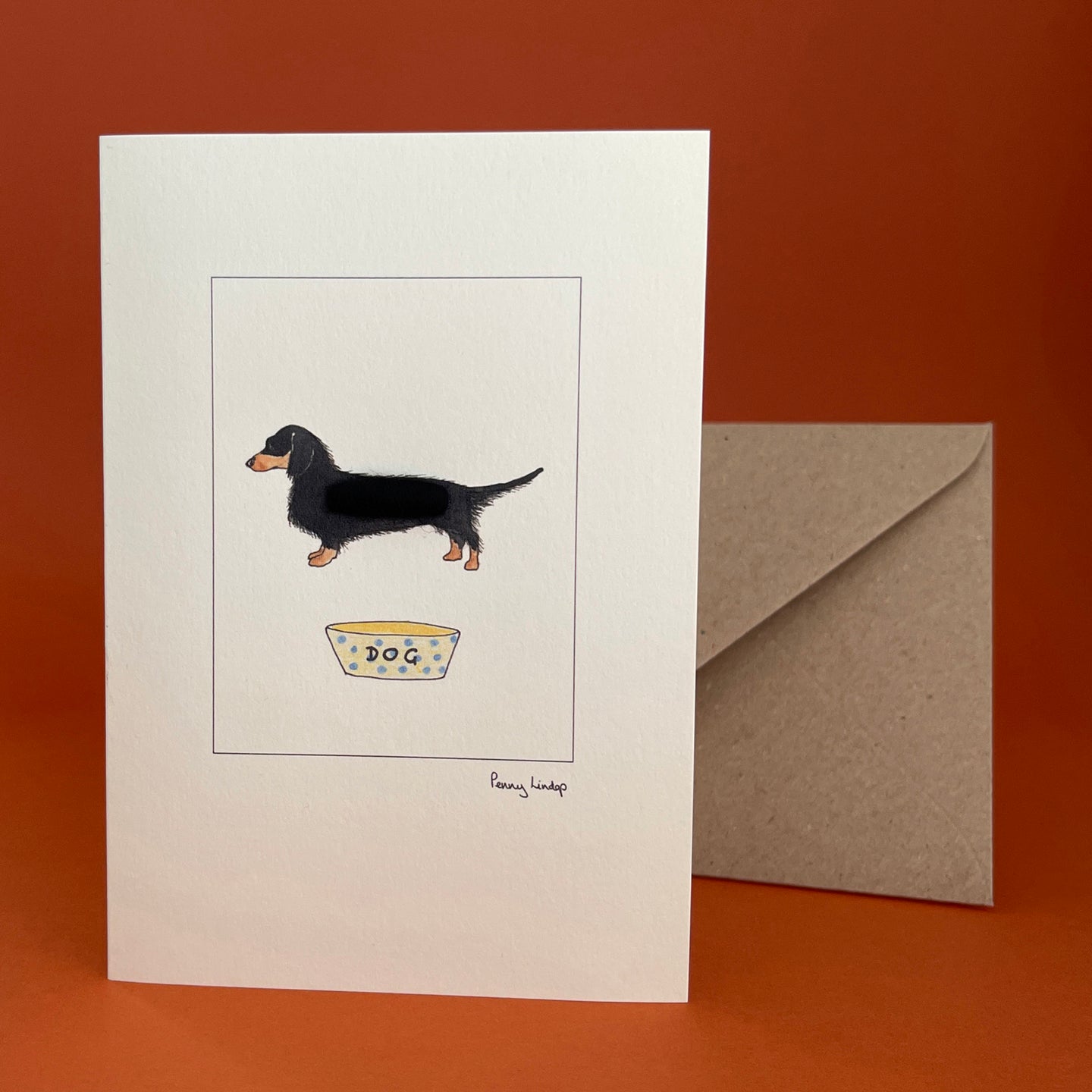 Card with felt detail - dachshund (c1dh)