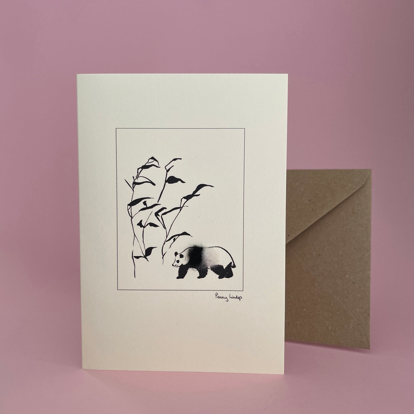 Card with felt detail - panda (cp)