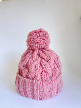 Load image into Gallery viewer, Classic cable pom pom hat - pink
