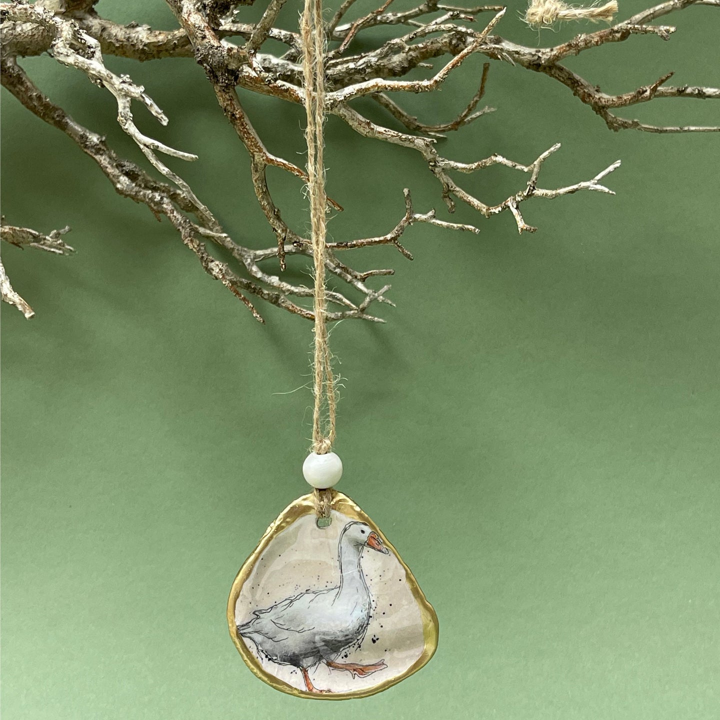 Oyster shell wall hanging - goose