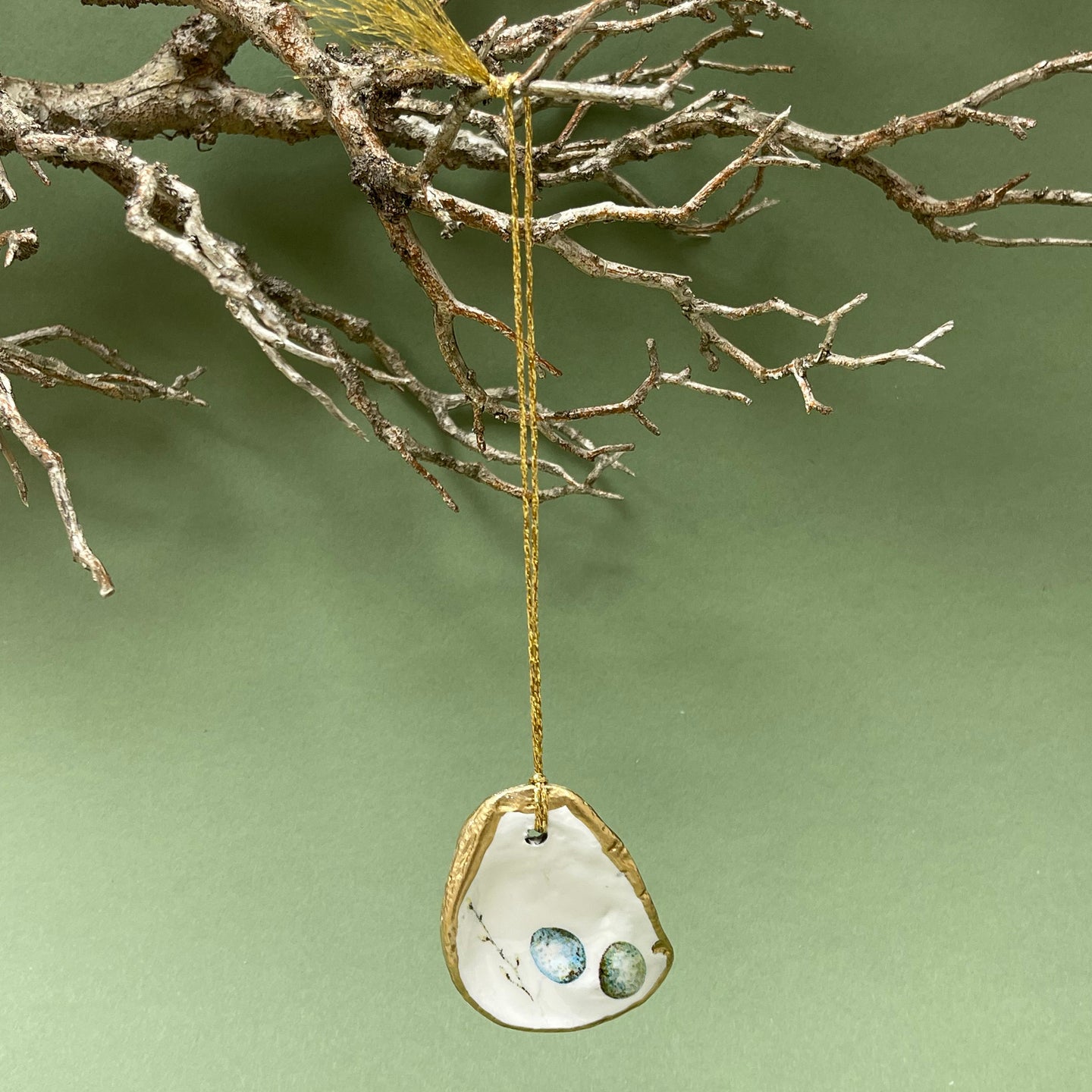 Oyster shell wall hanging - eggs