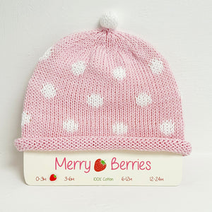 Baby Hat - pink dots