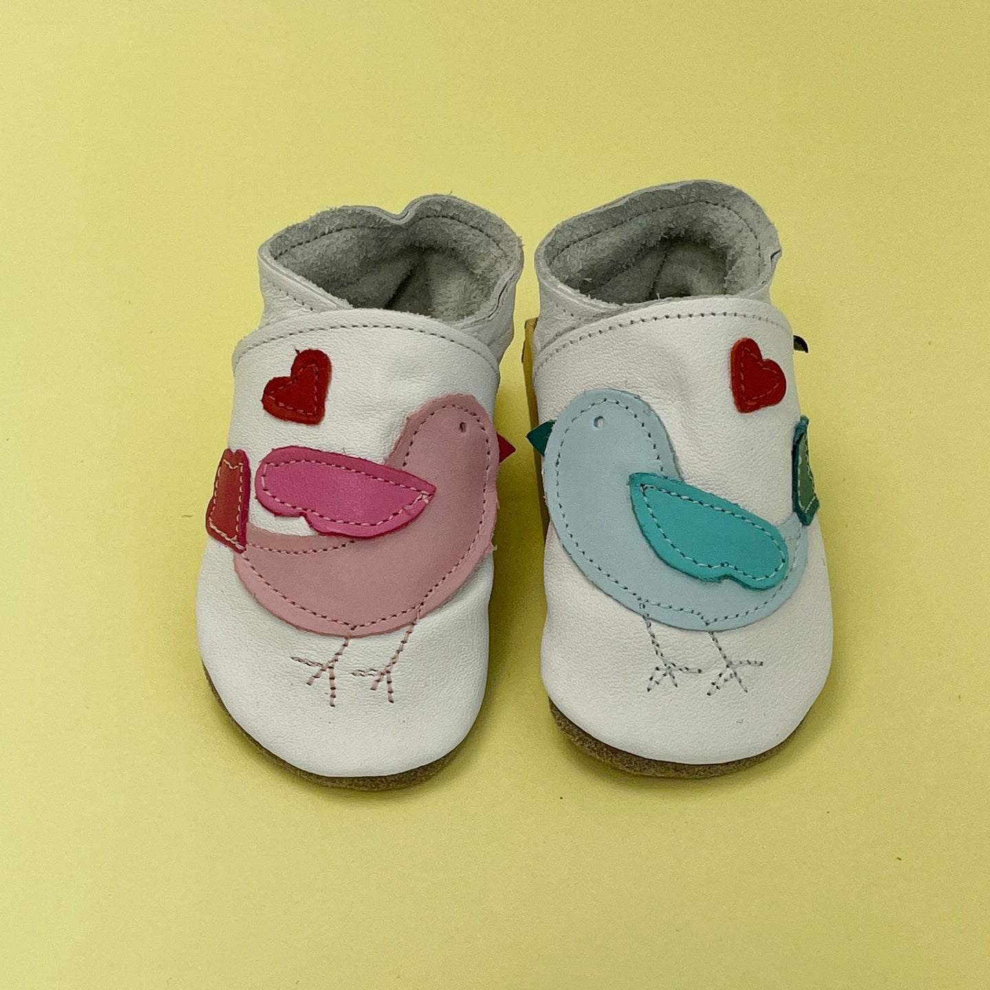 Baby Shoes - Pink and blue chicks on white