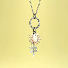 Load image into Gallery viewer, Bronze, copper and silver sunflower pendant

