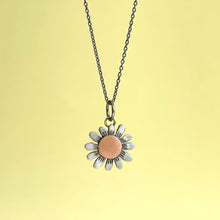 Load image into Gallery viewer, Silver and copper sunflower pendant
