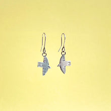 Load image into Gallery viewer, Silver flying bird drop earrings
