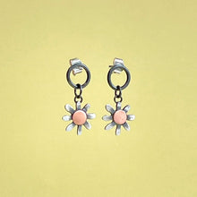 Load image into Gallery viewer, Silver sunflower stud/drop with copper detail.
