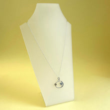 Load image into Gallery viewer, Bronze flower and silver bird hoop pendant
