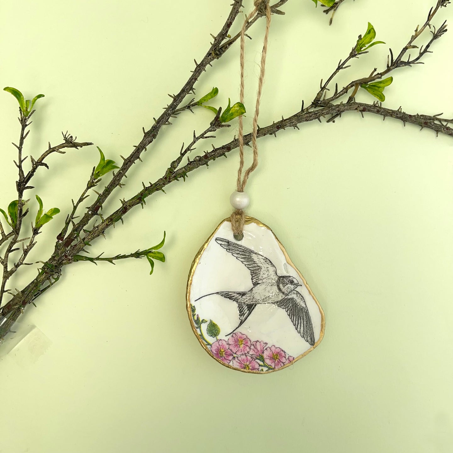 Oyster shell wall hanging - swift