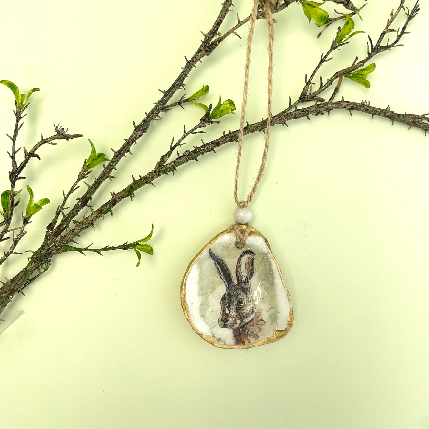 Oyster shell wall hanging - hare