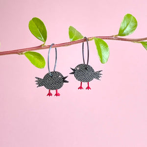 Scandi drop earrings - black birds