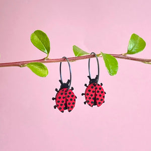 Scandi drop earrings - ladybird