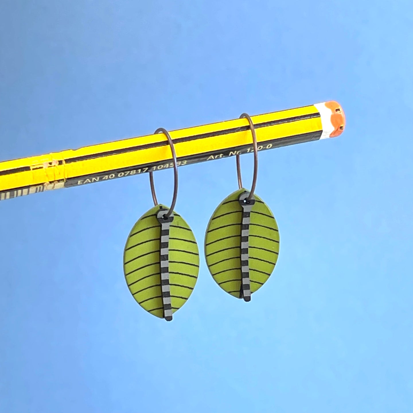 Scandi drop earrings - lime leaf