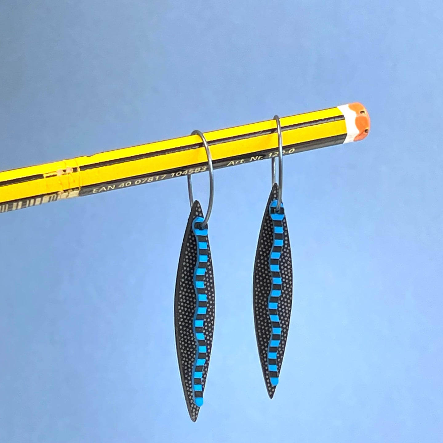 Scandi drop earrings - blue snake