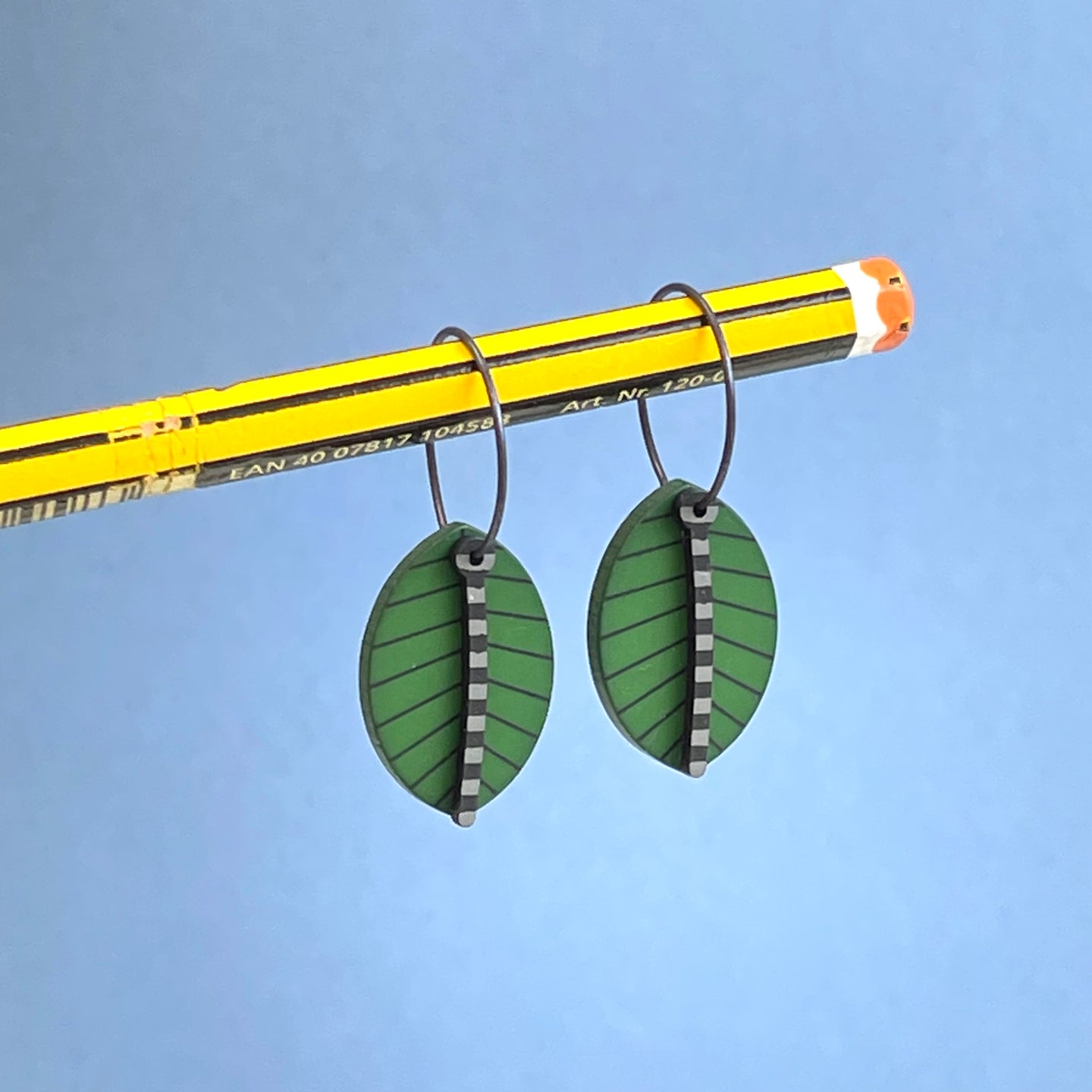 Scandi drop earrings - green leaf